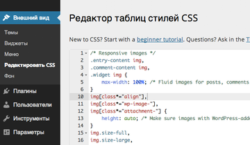 Редактировать CSS в WordPress