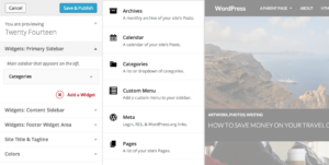 Работа с виджетами в WordPress 3.9