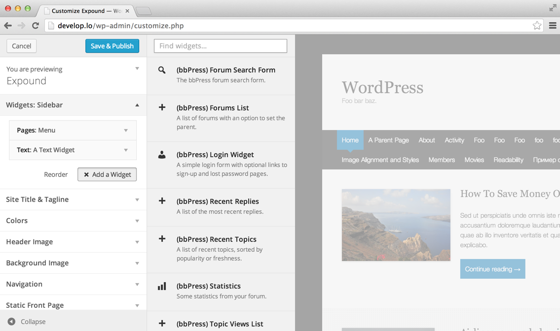 Работа с виджетами в WordPress 3.9