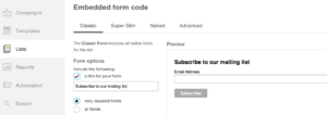 Встраиваемые формы MailChimp