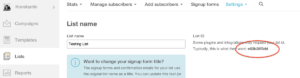 Идентификатор списка в MailChimp