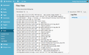 Просмотр логов WordPress через плагин Log Viewer
