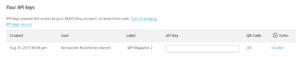 Управление API ключами в MailChimp